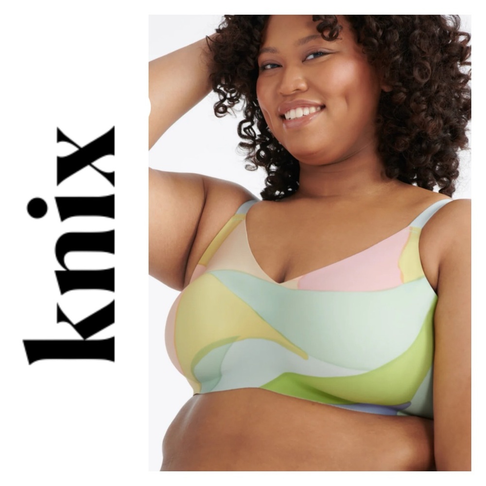 KNIX Thin Strap Padded V-Neck Bra Soft Petals Size 1